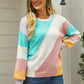 Color Block Round Neck Long Sleeve Sweater