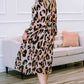 Plus Size Leopard Print Surplice Neck Long Sleeve Midi Dress