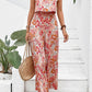 Floral Square Neck Sleeveless Jumpsuit