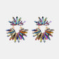 Flower Shape Glass Stone Dangle Earrings