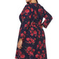 Plus Size Floral Print Half Zip Up Dress