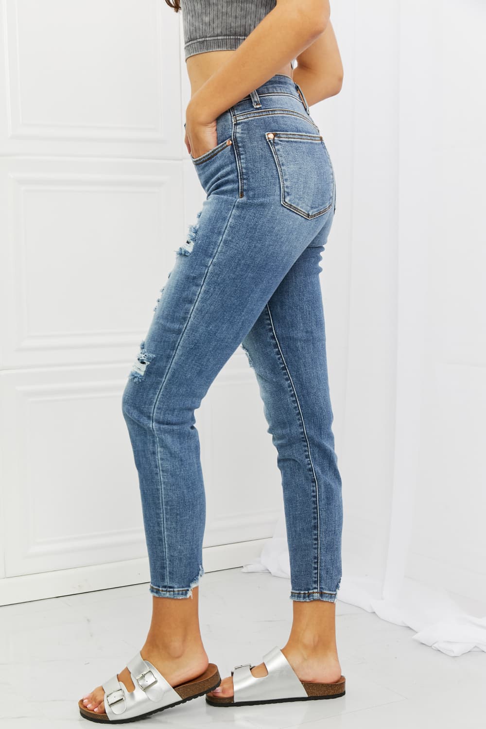 Judy Blue Dahlia Full Size Distressed Patch Jeans