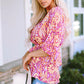 Floral V-Neck Tie Front Ruffled Blouse