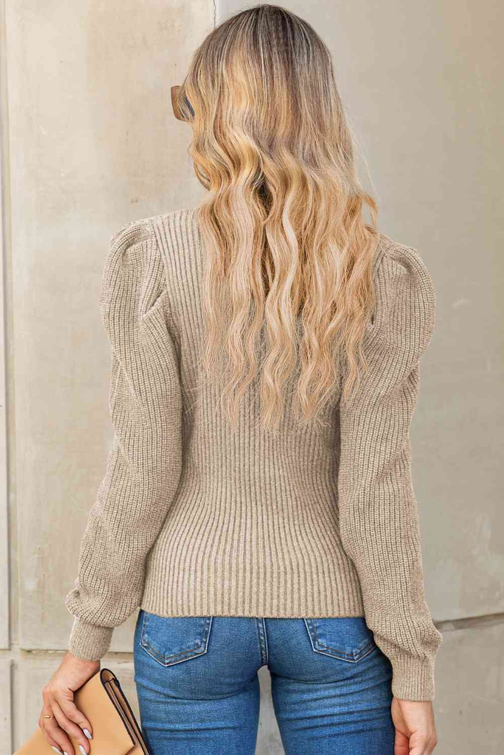 Cable-Knit Long Sleeve Round Neck Sweater