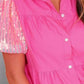Sequin Button Up Tiered Dress