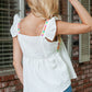 Embroidered Contrast Square Neck Tank