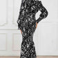 Printed V-Neck Smocked Midi Dress