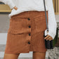 Double Take Buttoned Corduroy Mini Skirt