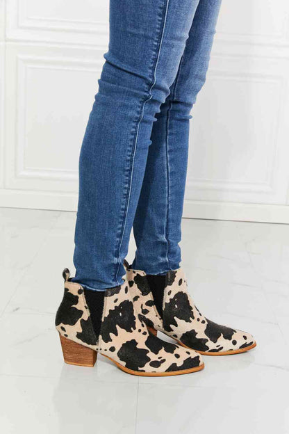MMShoes Back At It Point Toe Bootie in Beige Cow Print