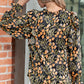 Printed Butterfly Sleeve Tie Neck Blouse