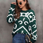 Printed Round Neck Long Sleeve Sweater